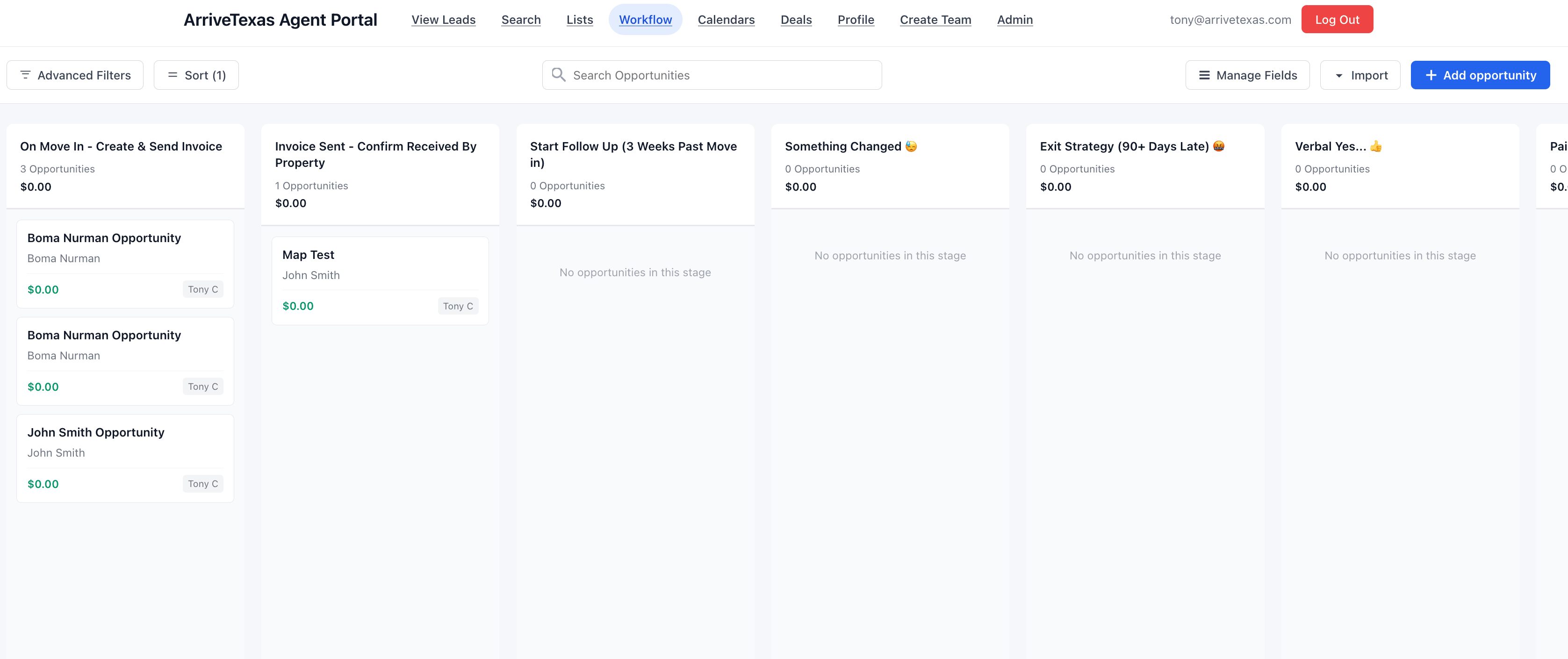 Pipeline kanban board across deal stages